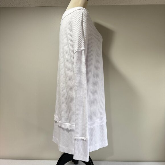 FREE PEOPLE We The Free North Shore Thermal Knit Thumb Hole Top in White - Picture 7 of 9